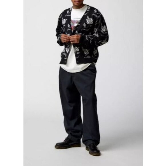 Urban Outfitters UO Cardigan Sweater Mens XL War of the Roses Graphic Black - Picture 1 of 6